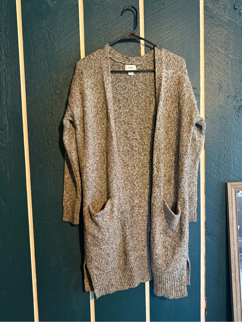 Old Navy Gray Open-Front Long Knit Cardigan
